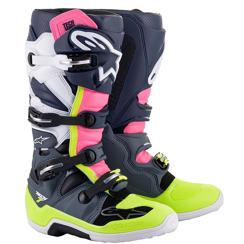 Alpinestars Tech 7 Boots Grey Blue Fluo 