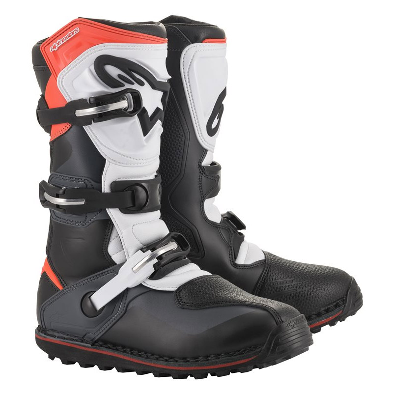 Stivali Alpinestars Tech T grigio rosso fluo