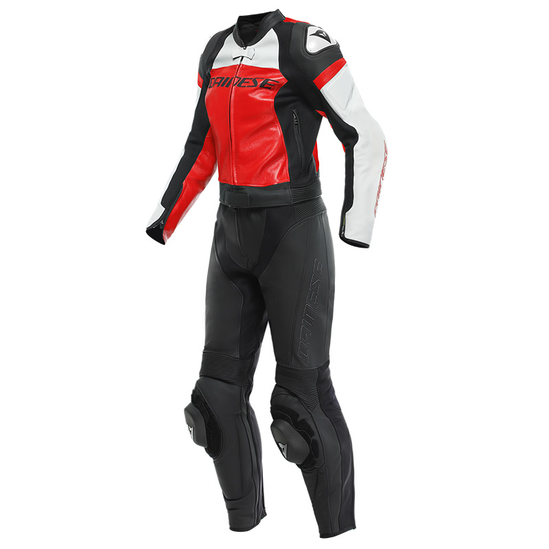 Tuta Pelle Tessuto Moto Divisibile Giacca Pantaloni Protezioni CE Ducati Rosso 