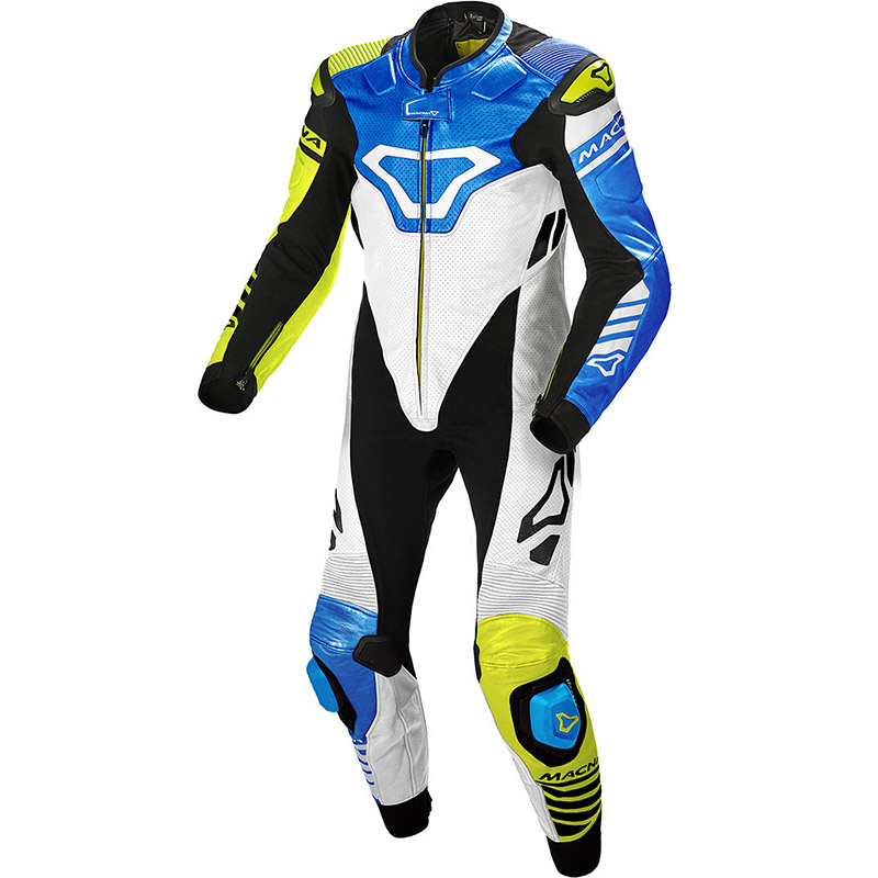 Macna Tracktix 1pc Suit White Yellow Blue