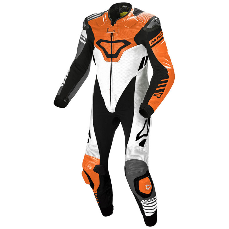 Macna Tracktix 1pc Suit White Black Orange