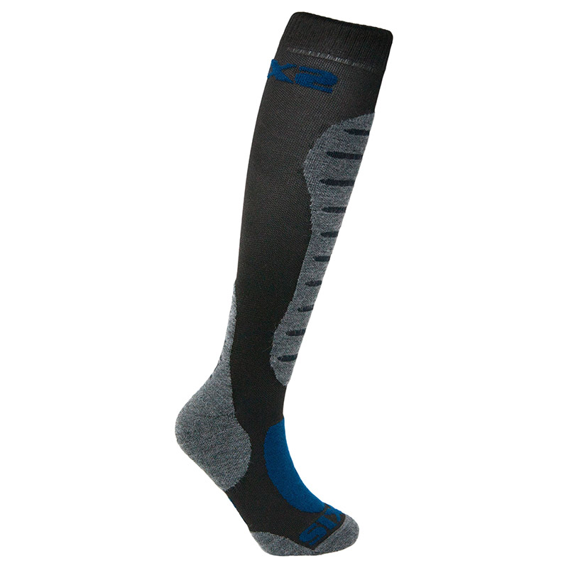 SIX2 MOT2 Merinos Socken schwarz grau