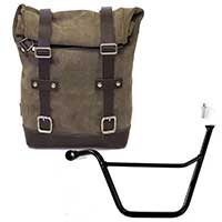 Unidad Garaje encerado Suede Side Pannier + Subframe izquierdo Triumph Scrambler / Bonneville musgo gris