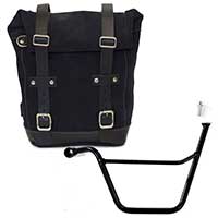 Unidad Garaje encerado gamuza Side Pannier + Subchasis izquierdo Triumph Scrambler / Bonneville jet negro