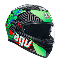 Casco Agv K3 E2206 Kamaleon Nero Rosso Verde