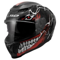 Casque LS2 FF807 Dragon Carbon Incubus blanc rouge