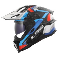 Casque LS2 MX707 Explorer Evo Carbon Falkur bleu rouge