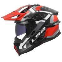 Casque LS2 MX707 Explorer Evo Carbon Falkur rouge