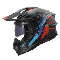 Casque LS2 MX707 Explorer Evo Carbon Arrow bleu rouge