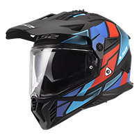 Casque LS2 MX702 Pioneer 2 Block rouge bleu mat