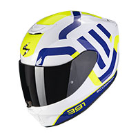 Casque Scorpion Exo 391 Arok Blanc Bleu Jaune