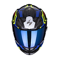 Casco Scorpion Exo 491 Spin negro azul amarillo