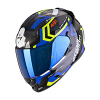 Casco Scorpion Exo 491 Spin negro azul amarillo