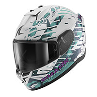 Casco Shark D-Skwal 3 Reptaia blanco camaleón