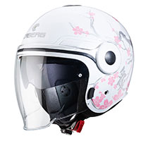 Casque Caberg Uptown Bloom blanc argent rose