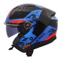 Casque LS2 OF603 Infinity 2 Nightline bleu rouge - img 2