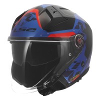 Casque LS2 OF603 Infinity 2 Nightline bleu rouge
