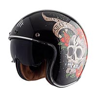 Mt Helmets Le Mans 2 SV S Skull Roses A1 brillo