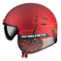 Mt Helmets Le Mans 2 Sv Cafè Racer B5 Rosso Opaco