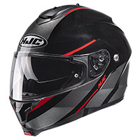 Casque Modulaire Hjc C91 Tero Noir Rouge Fluo