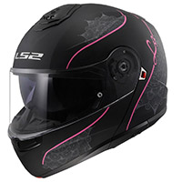 Casco Modulare Ls2 Ff908 Strobe 2 Lux Nero Opaco Rosa