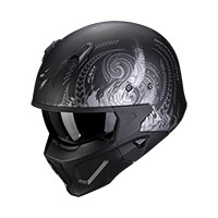 Scorpion Covert X Tattoo Helmet Black Matt Silver