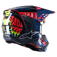 Casco Alpinestars Sm5 Solar Flare Nero Blu Rosso