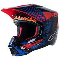 Casco Alpinestars Sm5 Solar Flare Nero Blu Rosso