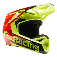 Casque Fox V1 Statk rouge jaune