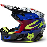 Fox V3 RS Dkay ヘルメット ブルー レッド