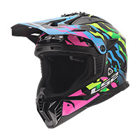 Casque LS2 MX708 Fast 2 Grotesk bleu rose vert