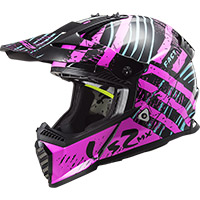 Casco LS2 MX437 Fast Evo Verve nero rosa fluo