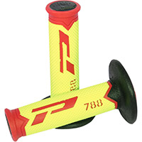 Poignées Progrip 788 Td Closed End Rouge Jaune Fluo