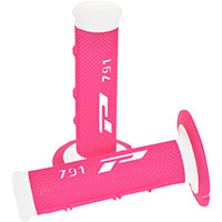 Puños Progrip 791 DD Closed End blanco rosa fluo