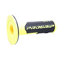 Poignées Progrip 801 Dd Closed End Noir Jaune Fluo