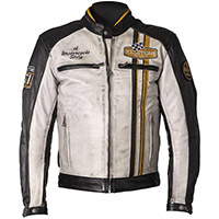 Chaqueta de cuero Helstons Indy trapo blanco negro