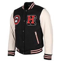 Helstons University Women Leather Jacket Black Beige