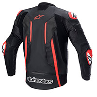 Blouson En Cuir Alpinestars Fusion Noir Rouge Fluo