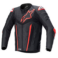 Chaqueta de cuero Alpinestars Fusion negro rojo fluo