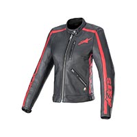 Chaqueta de cuero Alpinestars Stella Dyno negro rojo