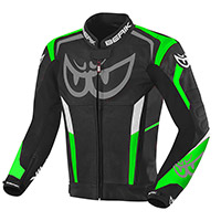 Giacca Pelle Berik Super Tense-tex 2.0 Nero Verde Fluo