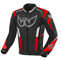 Berik Super Tense-tex Leather Jacket Black Fluo Red