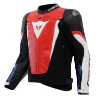 Dainese Avro 6 Lederjacke rot weiss