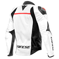 Chaqueta de cuero Dainese Racing 4 blanco negro