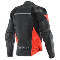 Chaqueta de cuero Dainese Racing 4 negro rojo fluo