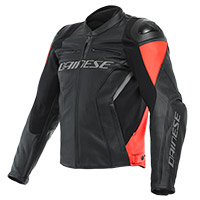 Chaqueta de cuero Dainese Racing 4 negro rojo fluo