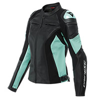 Chaqueta de cuero dama Dainese Racing 4 aqua verde