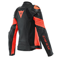 Blouson Cuir Femme Dainese Racing 4 Rouge Fluo