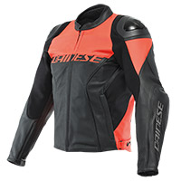 Chaqueta de cuero Dainese Racing 4 Perforated rojo fluo