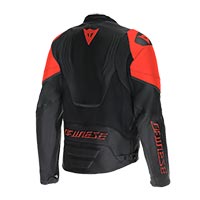 Dainese Racing 5 Leather Jacket Black Red Fluo